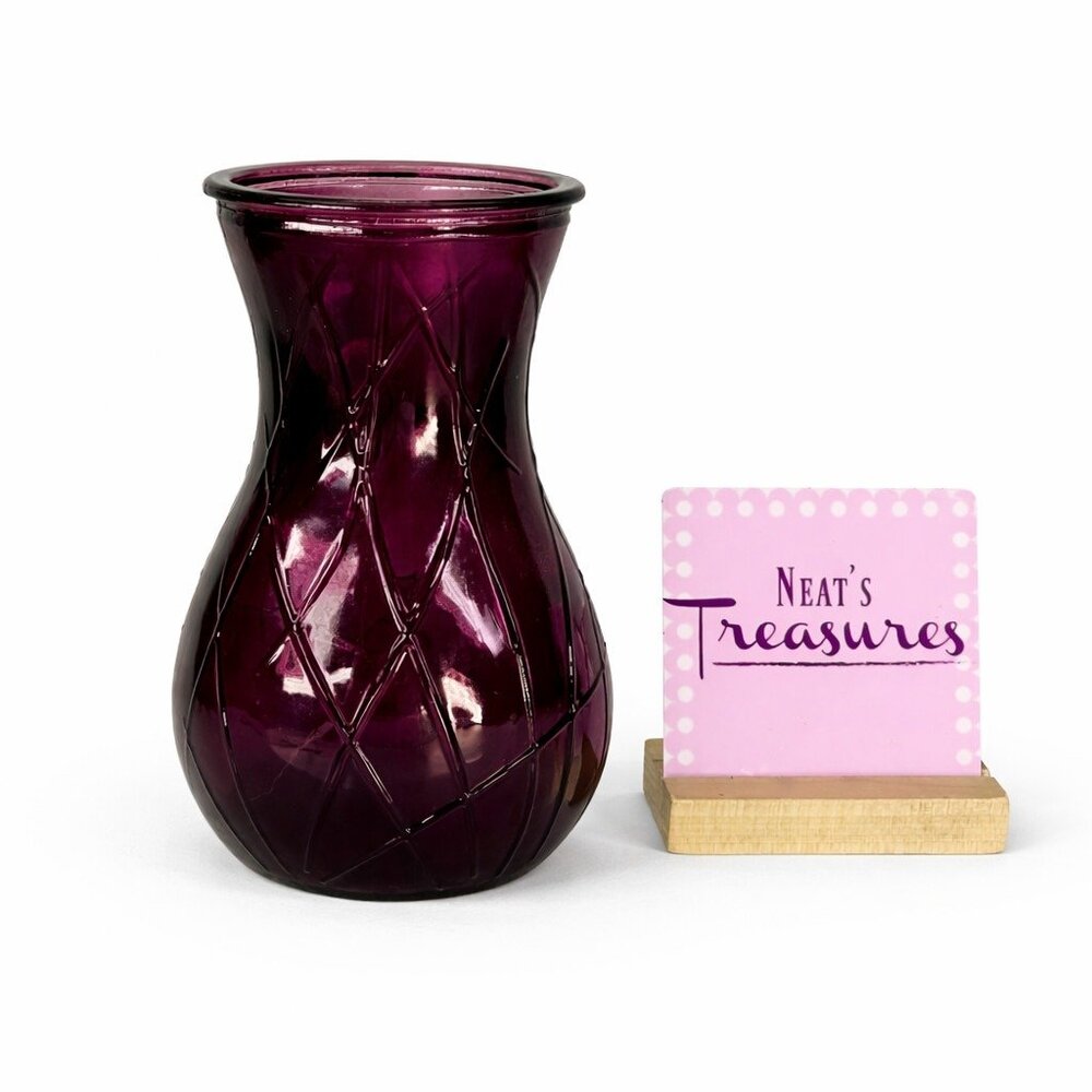 Vintage DPS SASSY #3 Optic Amethyst Purple Diamond Optic 9.5" Tall  Glass Vase